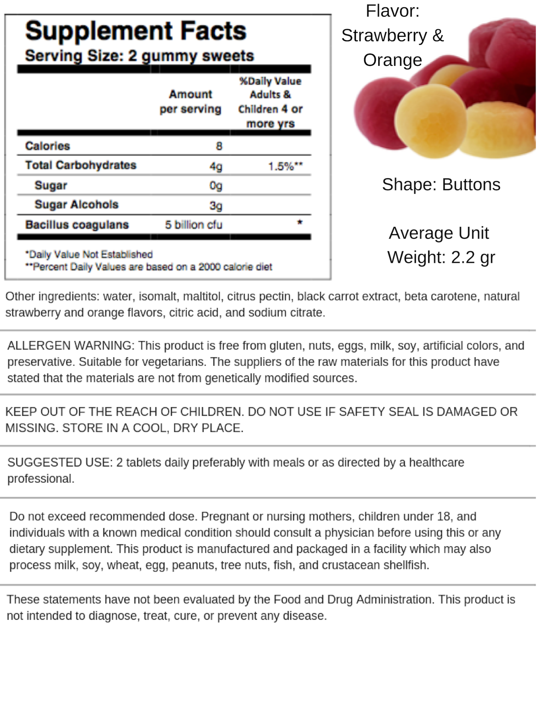 Sugar Free Probiotic - Strawberry Orange