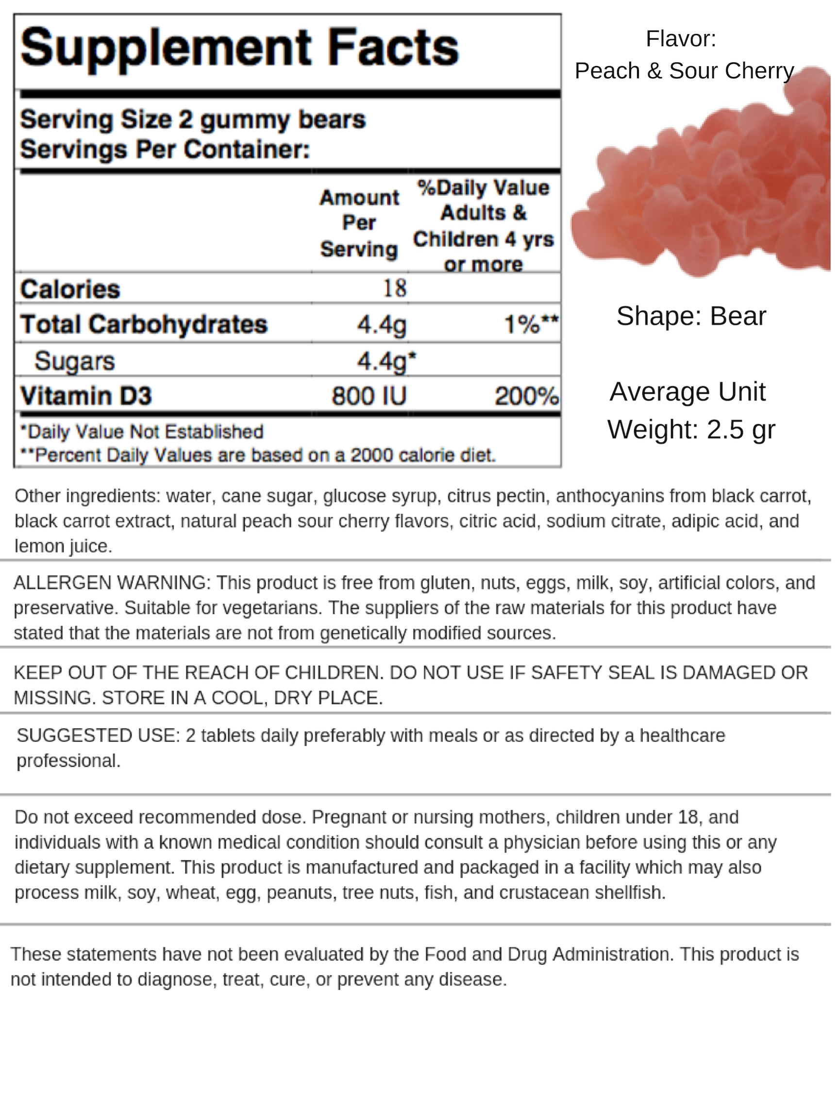 Vitamin D3 - Peach Sour Cherry